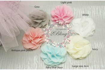 Chiffon ROSETTE Flower (L, 8cm), Pack of 2